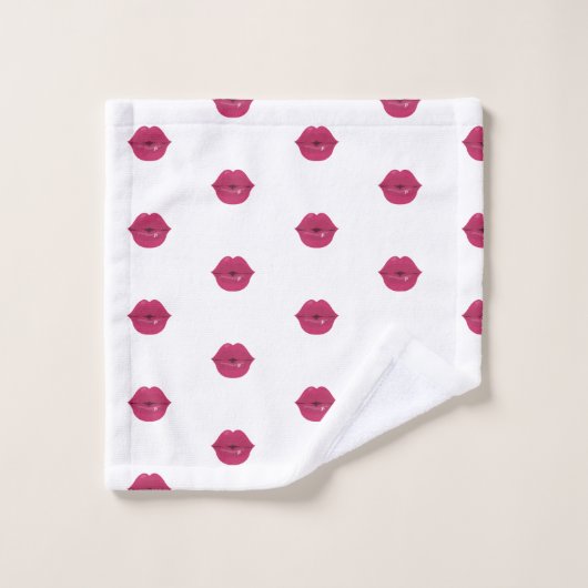 Lips Shower Curtain Pink Kiss lipstick Bad Handdoek (Wasdoekje)