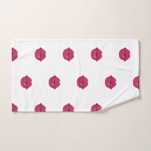 Lips Shower Curtain Pink Kiss lipstick Bad Handdoek (Handdoek)