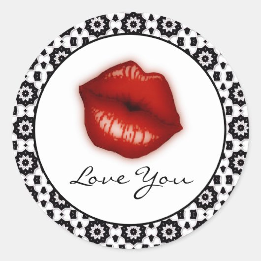 Lips-stickers houden van jou ronde sticker (Voorkant)