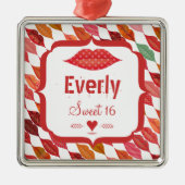 Lips Sweet 16  Retro Metalen Ornament (Voorkant)