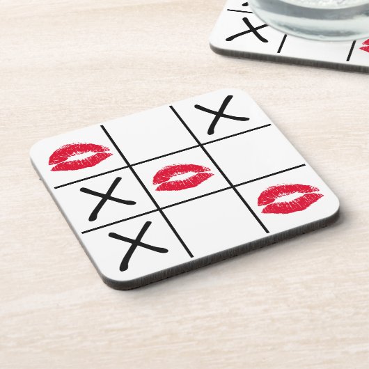 Lips Tic Tac Toe Bier Onderzetter (Linkerzijde)