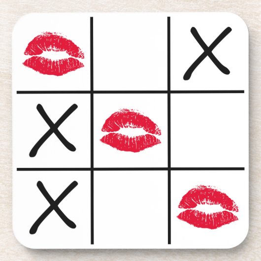Lips Tic Tac Toe Bier Onderzetter (Voorkant)