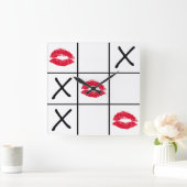Lips Tic Tac Toe Vierkante Klok (Huis)