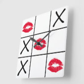 Lips Tic Tac Toe Vierkante Klok (Hoek)