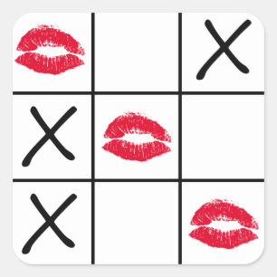 Lips Tic Tac Toe Vierkante Sticker