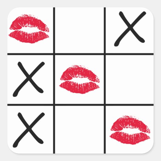 Lips Tic Tac Toe Vierkante Sticker (Voorkant)