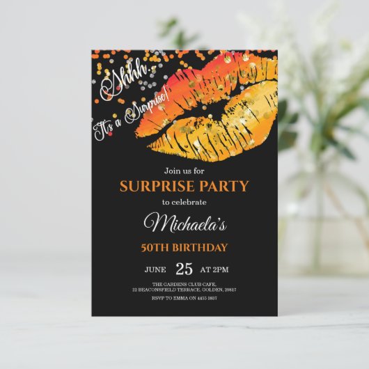 Lips-uitnodiging, 50th Birthday Party Kaart (Staand voorkant)