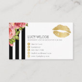 Lips-Visitekaartjes, Floral Black en White Stripes Visitekaartje (Voorkant)