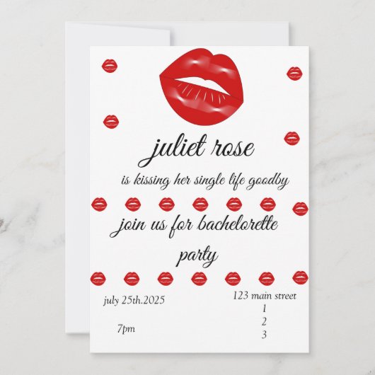 Lips vrijgezellenfeest kaart (Voorkant)