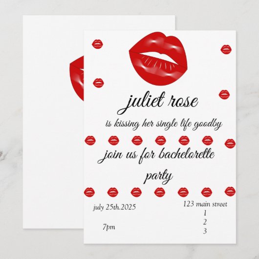 Lips vrijgezellenfeest kaart (Voorkant / Achterkant)