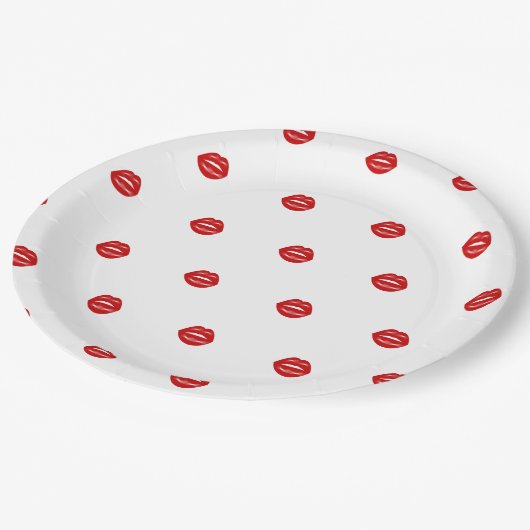 Lips vrijgezellenfeest papieren bordje (Gekanteld)