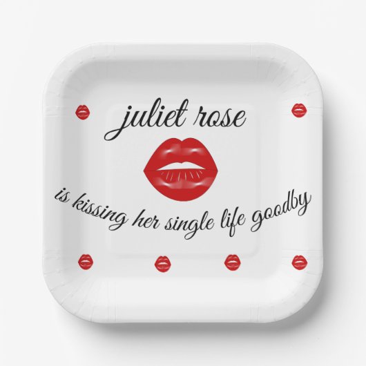 Lips vrijgezellenparty papieren bordje (Voorkant)