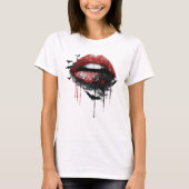 Lips with Black Lace and Bats T-shirt (Voorkant)