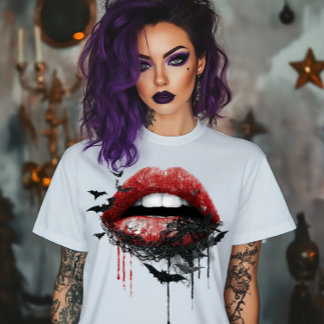 Lips with Black Lace and Bats T-shirt