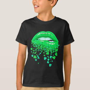 Lips Y Groen Cool Ierse Klaver St Patricks Dag T-shirt