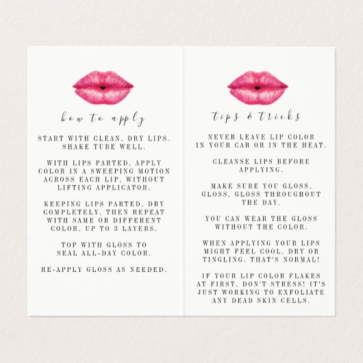 Lipsense Application Instructions Booklet Visitekaartje (Binnenkant ongevouwen)