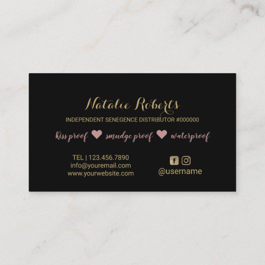 LipSense Distributor 3D Script Roos Gold Driving Visitekaartje (Achterkant)