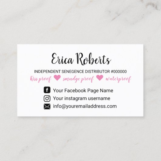 Lipsense Distributor Modern Stripes Makeup Artist Visitekaartje (Achterkant)