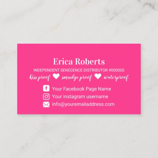 Lipsense Distributor Pink Lipstick Makeup Artist Visitekaartje (Achterkant)