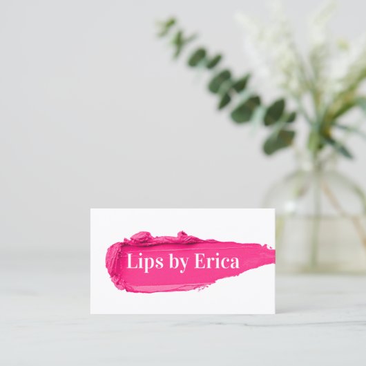 Lipsense Distributor Pink Lipstick Makeup Artist Visitekaartje (Staand voorkant)