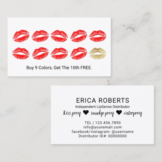 LipSense Distributor Red Lips Makeup Loyalty (Voorkant / Achterkant)