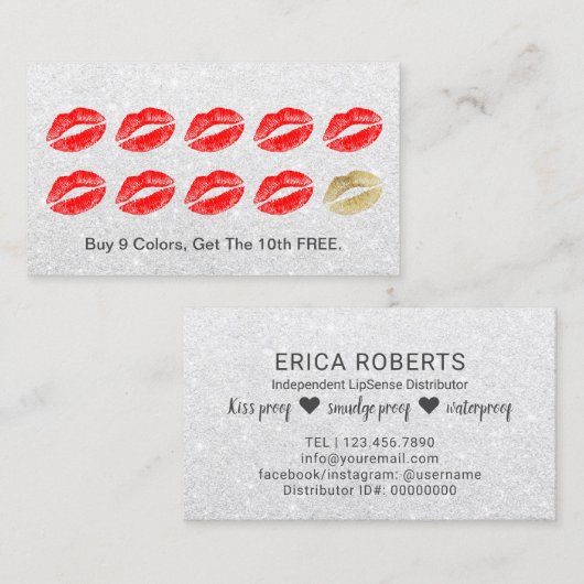 LipSense Distributor Red Lips Silver Loyalty (Voorkant / Achterkant)