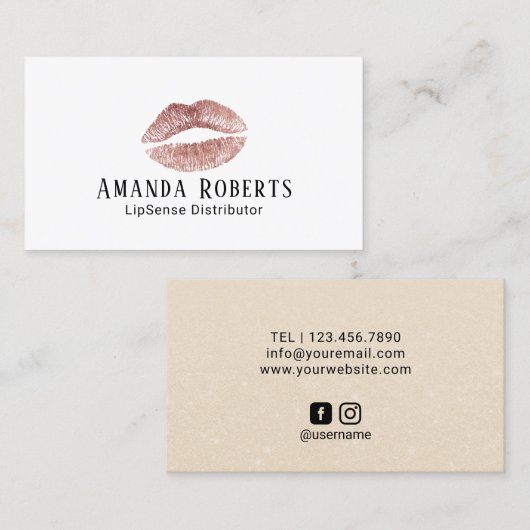 Lipsense Distributor Roos Gold Lips Elegant Visitekaartje (Voorkant / Achterkant)