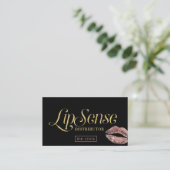 LipSense Distributor Roos Gold Lips Makeup Artist Visitekaartje (Staand voorkant)
