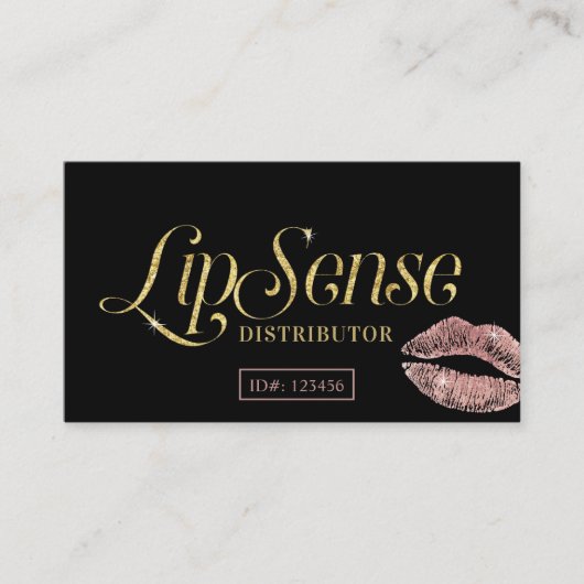 LipSense Distributor Roos Gold Lips Makeup Artist Visitekaartje (Voorkant)