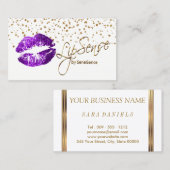 Lipsense Gold Confetti en Paarse lips Visitekaartje (Voorkant / Achterkant)