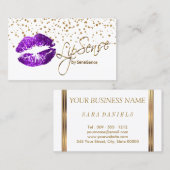 LipSense Gold Confetti en Paarse lips Visitekaartje (Voorkant / Achterkant)