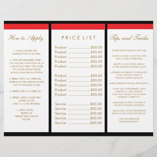 Lipsense Informatie - Driehoekige Rode Lippen Flyer (Achterkant)