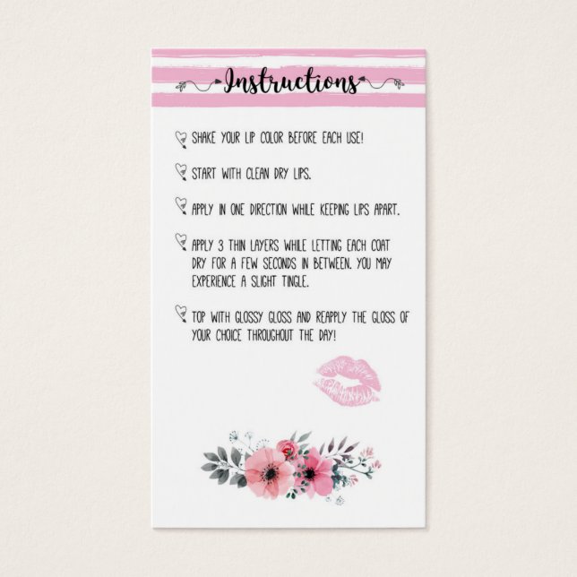 Lipsense Intructions card Visitekaartje (Voorkant)