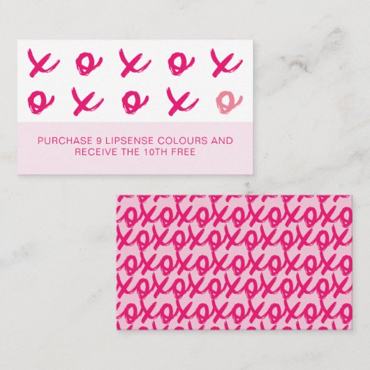LipSense knuffelt en kust XOXO Pink Klantenkaartje (Voorkant / Achterkant)