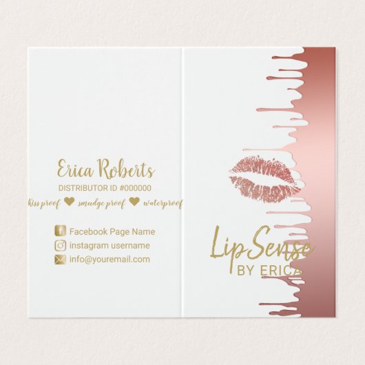 LipSense Lips Distributor Roos Gold Driving Visitekaartje (Buitenkant ongevouwen)