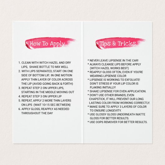 LipSense Lips Distributor Roos Gold Driving Visitekaartje (Binnenkant ongevouwen)