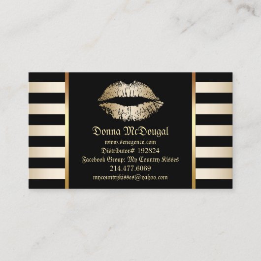 Lipsense Lipstick Distributor Moderne Gold Lips Visitekaartje (Voorkant)