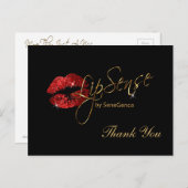 Lipsense Red Glitter Licht op zwart Briefkaart (Voorkant / Achterkant)