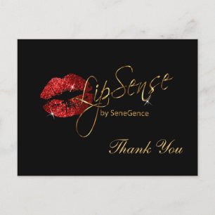 Lipsense Red Glitter Licht op zwart Briefkaart