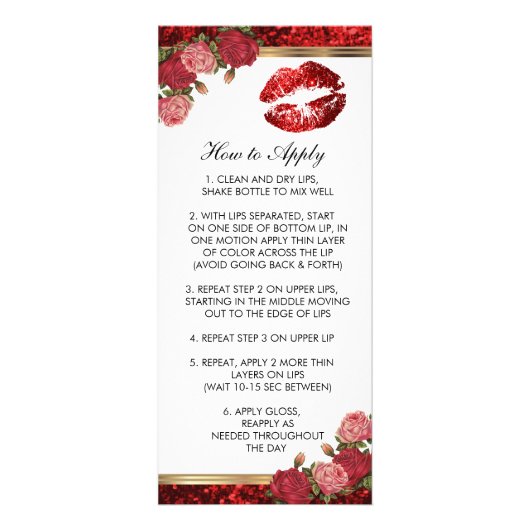 Lipsense Red Rose Glitter Lip Instructies Reclamekaart (Voorkant)
