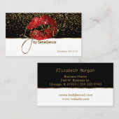 Lipsense rode glitter lippen op wit en zwart visitekaartje (Voorkant / Achterkant)