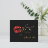 Lipsense Rode Glitter Lippen op Zwart Briefkaart (Staand voorkant)
