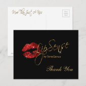 Lipsense Rode Glitter Lippen op Zwart Briefkaart (Voorkant / Achterkant)
