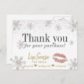 LipSense Roos Gold Lips Snowflakes Hartelijk dank Briefkaart (Voorkant / Achterkant)