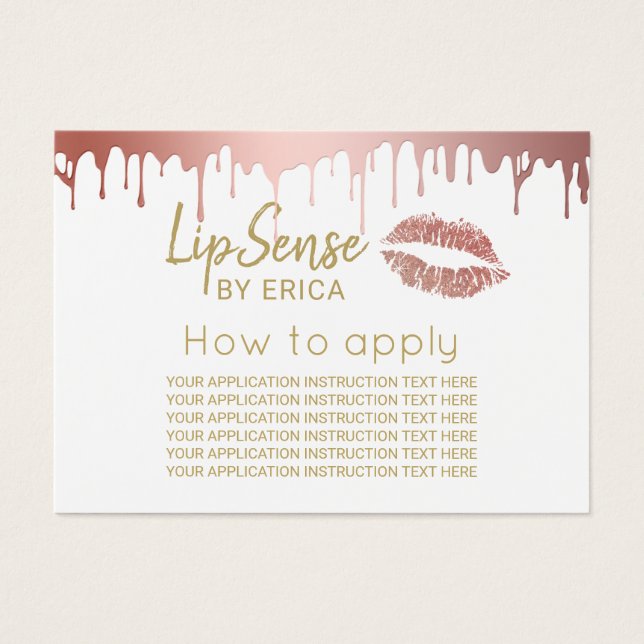 LipSense Roos Gold Lips Toepassingsinstructies Visitekaartje (Voorkant)