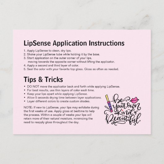 LipSense toepassing, Tips, Tricks, Exfoliatie Aankondigingskaart (Achterkant)