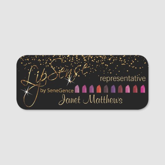 Lipsense vertegenwoordiger met kleurrijke lippenst naamplaatje (Voorkant)