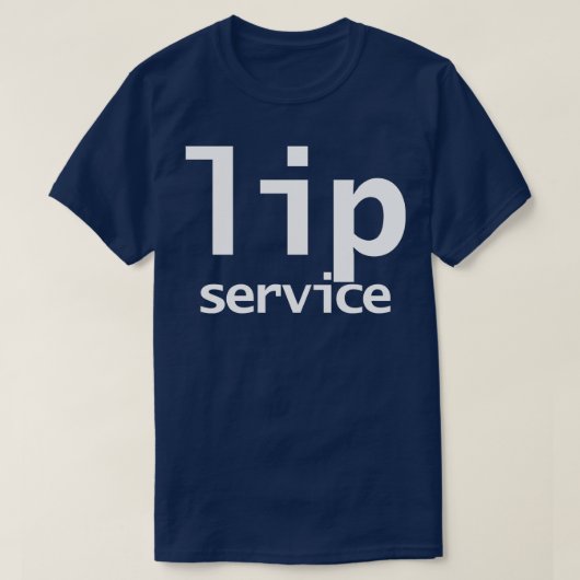 Lipservice Minimale typografie Witte tekst T-shirt (Design voorkant)