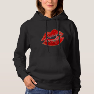Lipsmack Lips Kiss Kisses Red Black Hoodie