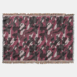 Lipstick and Dark Mauve camo abstract Deken